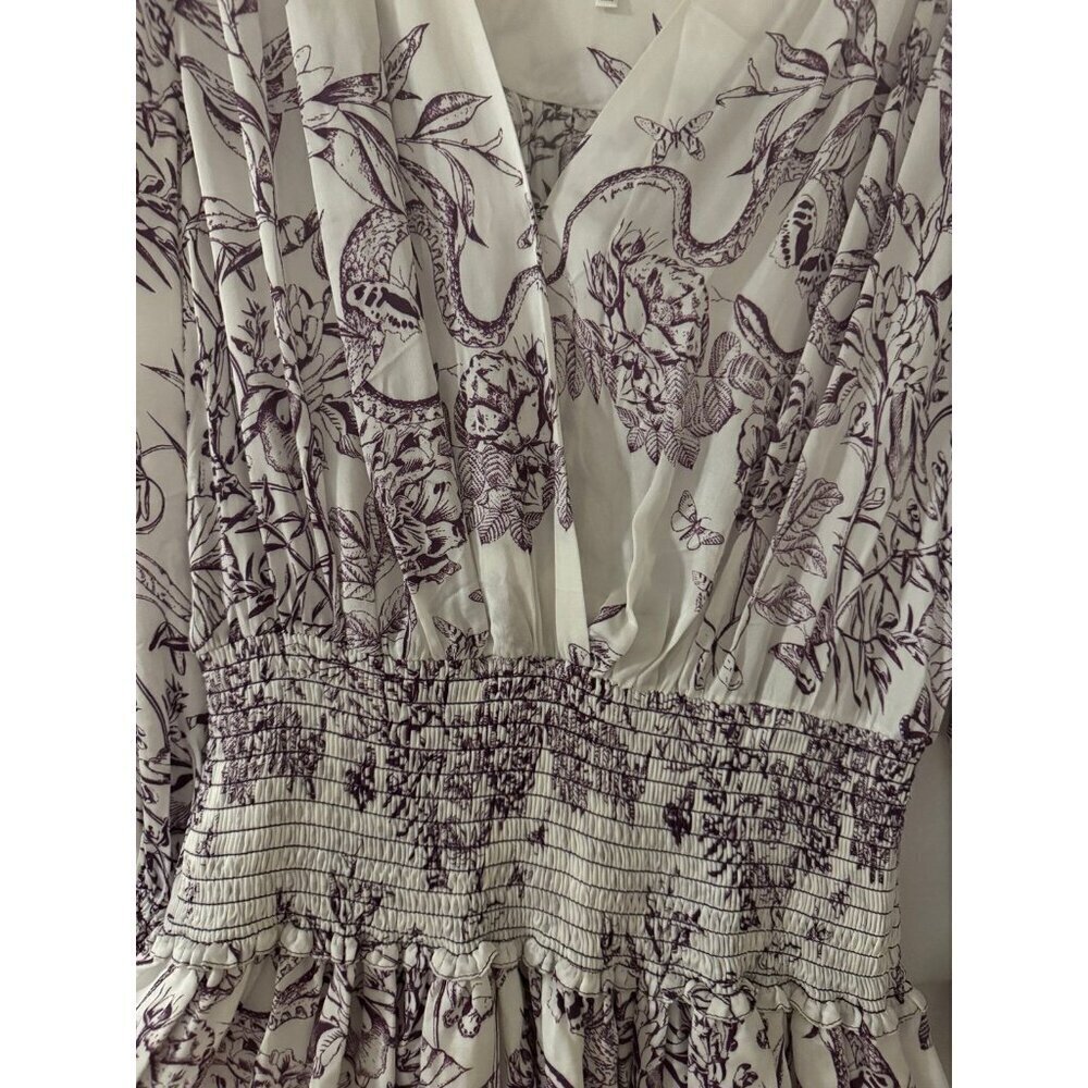 7 For All Mankind Long Sleeved Smocked Dress - Floral Print - Size Small - Picture 7 of 8